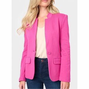 Gibsonlook Green Notch Collar Blazer Jacket Lined Button Stretch Knit Women L